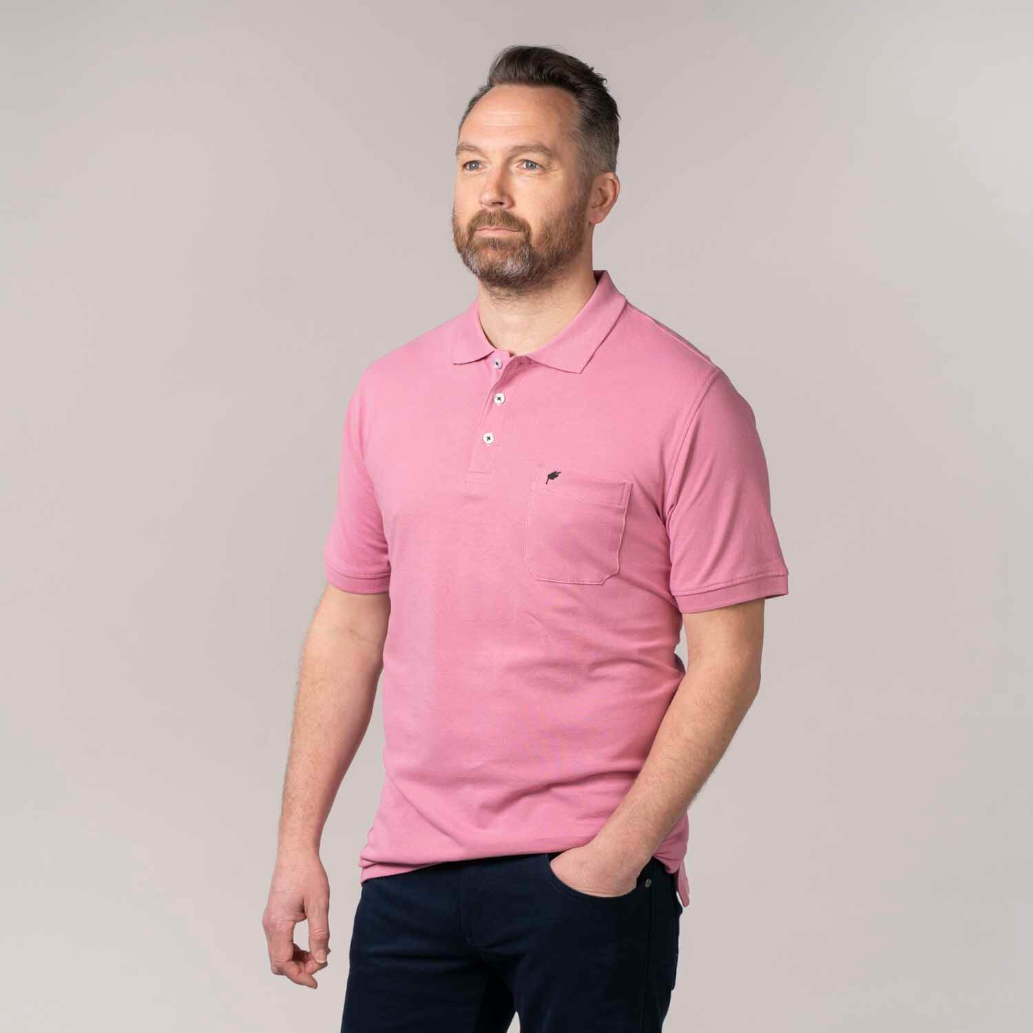 Yeats Niels Short-sleeve Polo - Dusty Rose 3 Shaws Department Stores