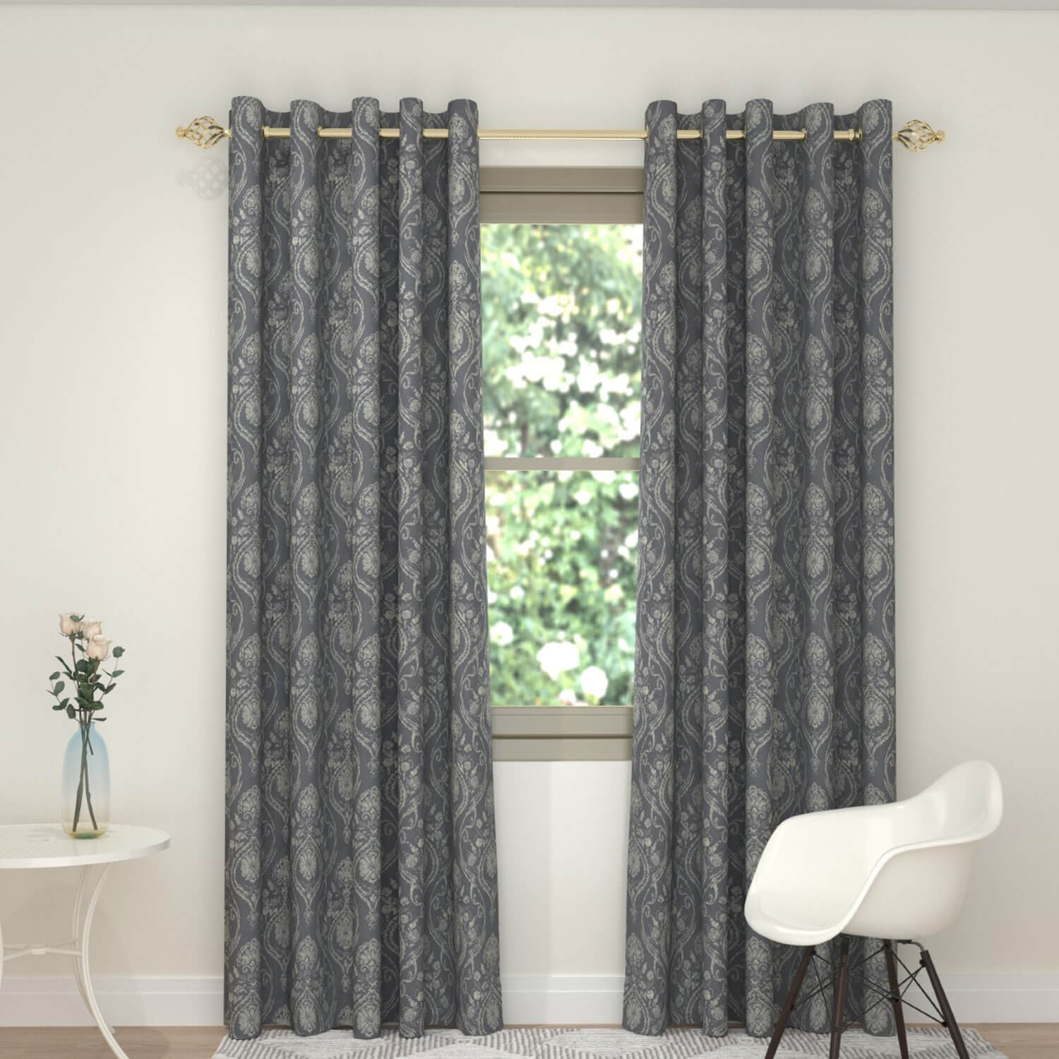 The Home Collection Imperial Interlined Readymade Curtain - 90x90 - Silver 1 Shaws Department Stores