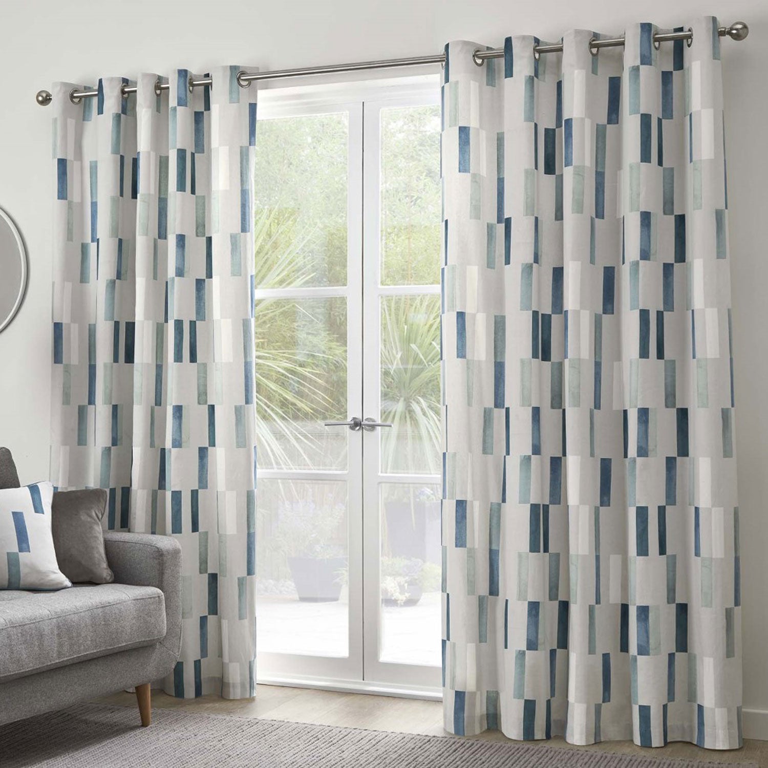 The Home Bedroom Oakland Eyelet Curtains - Teal 1 Shaws Department Stores