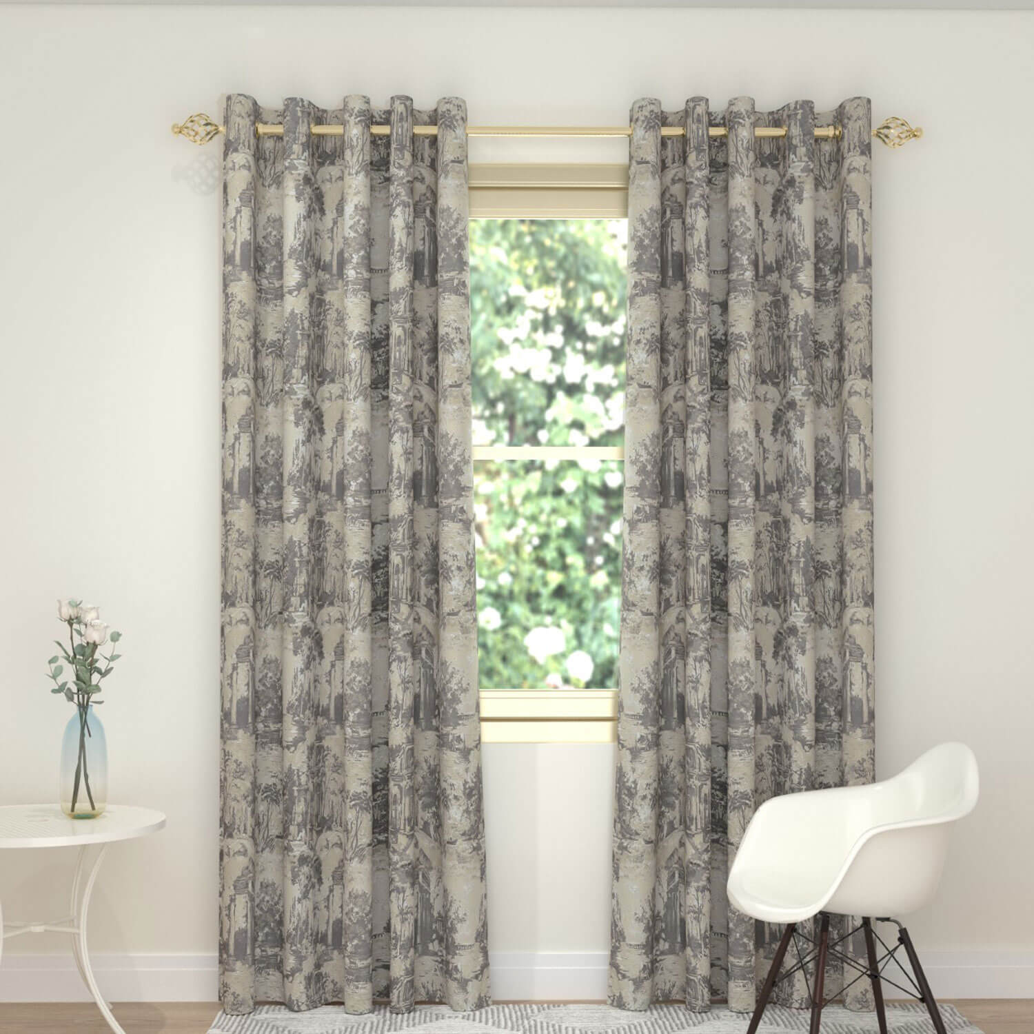 Toile Interlined Readymade Curtain - 90x90 - Taupe