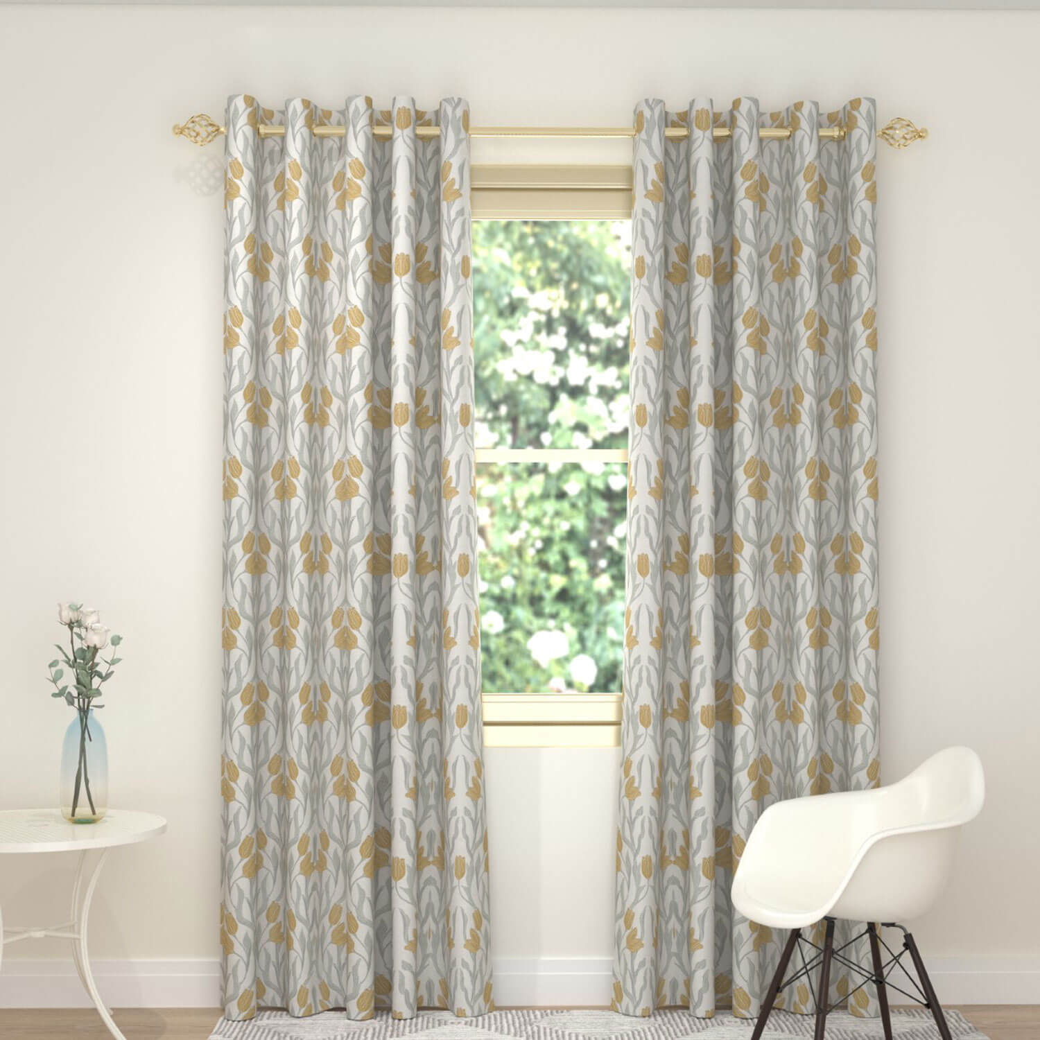 The Home Collection Tulip Interline Readymade Curtain - Gold 1 Shaws Department Stores